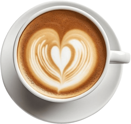 A cappuccino poured with a heart, seen from above